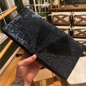 Vintage Beaded Purse Hong Kong Blue/Black